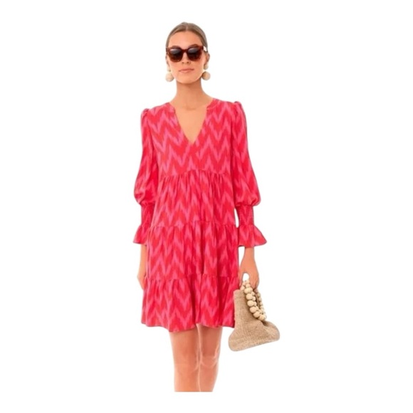 Tuckernuck Dresses & Skirts - Tuckernuck Pomander Place Hot Pink Ikat Kenzo Dress Women’s Size XS Tiered
